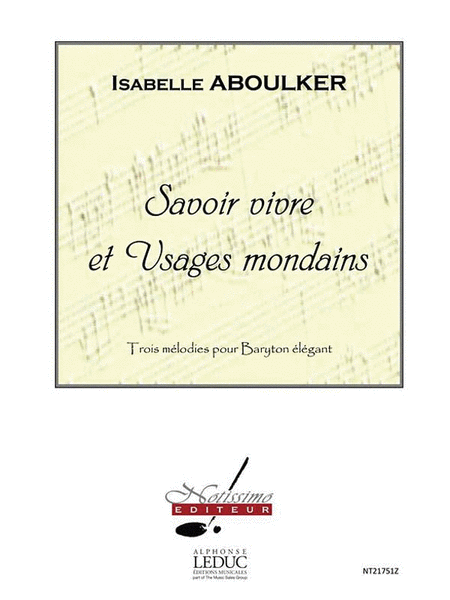 Aboulker Savoir Vivre Et Usages Mondains Baritone Solo & Piano Book