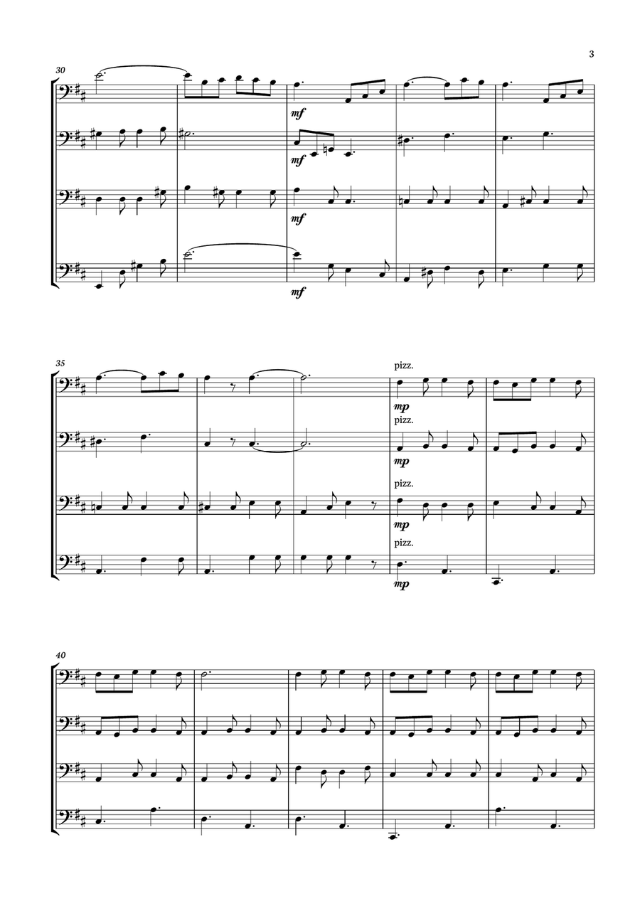 Offenbach - Barcarolle for Cello quartet. Score and parts included. String Quartet scores gallery preview page 3