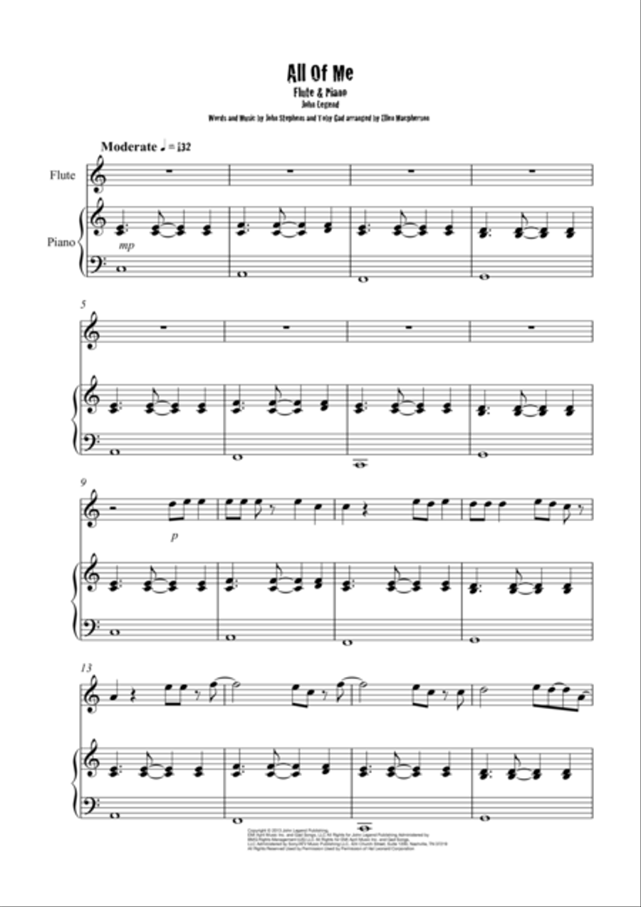 All Of Me Flute Solo scores gallery preview page 1
