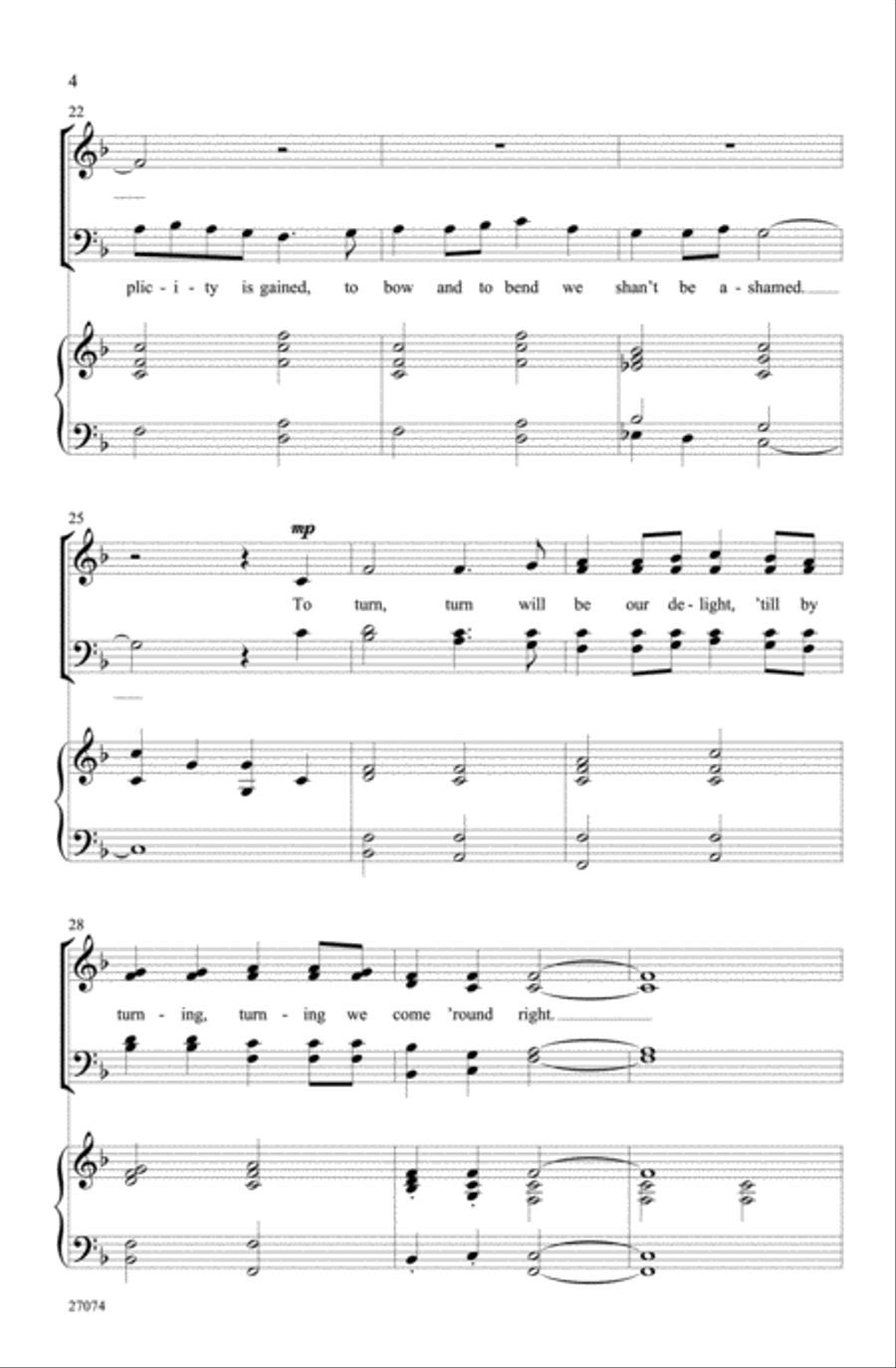 Simple Gifts 4-Part scores gallery preview page 3