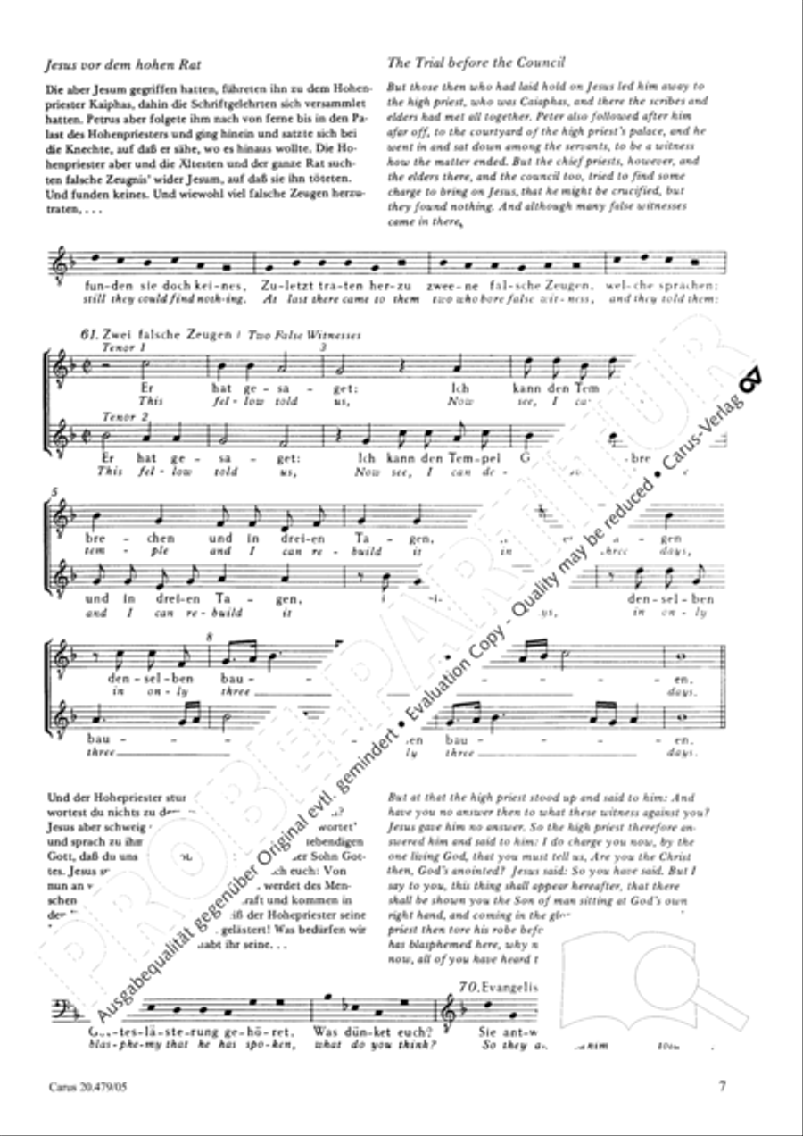 St. Matthew Passion (Matthaus-Passion) 4-Part scores gallery preview page 8