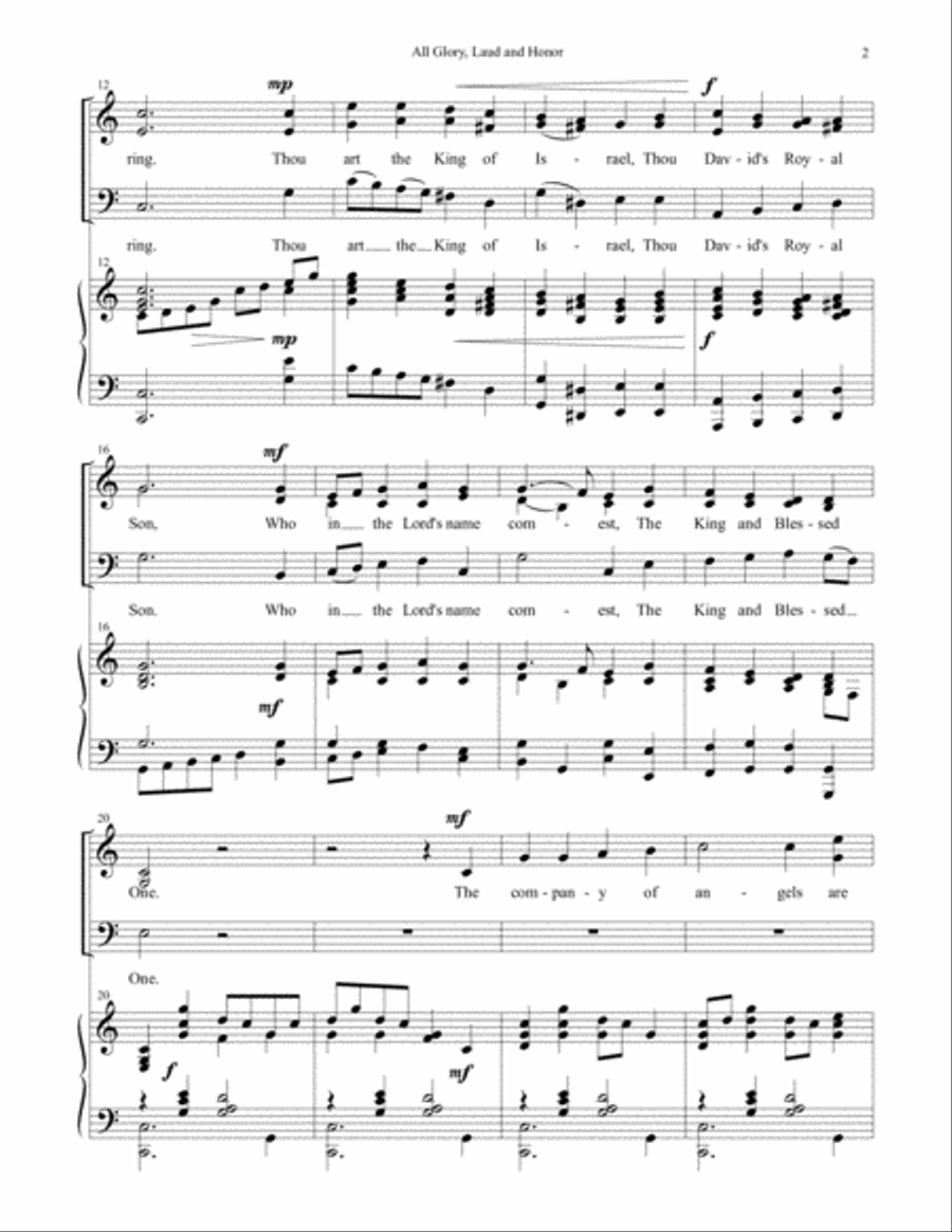 All Glory, Laud and Honor 3-Part scores gallery preview page 3