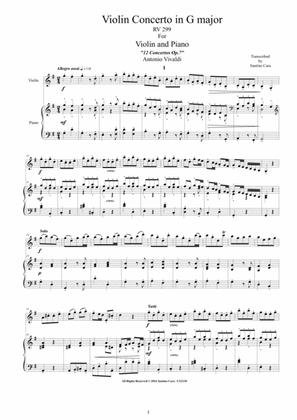 Book cover for Vivaldi - Violin Concerto No.8 in G major RV 299 Op.7 for Violin and Piano