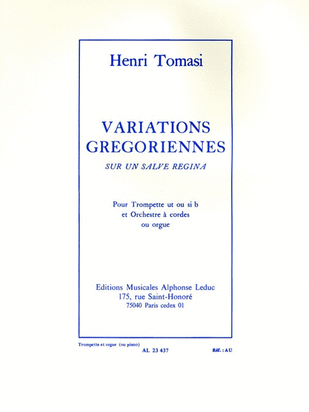 Variations Gregoriennes Sur Un Salve Regina (trumpet & Piano Or Organ)