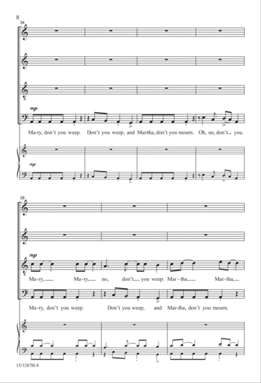 Don't You Weep, Don't You Mourn 4-Part scores gallery preview page 8