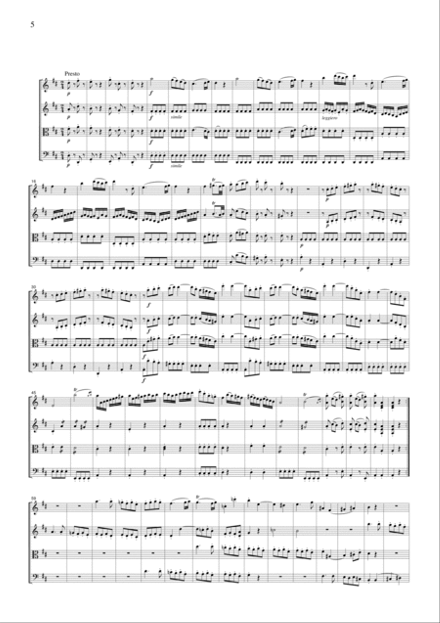 Mozart Divertimento K.136, all mvts., for string quartet, CM017 String Quartet scores gallery preview page 5