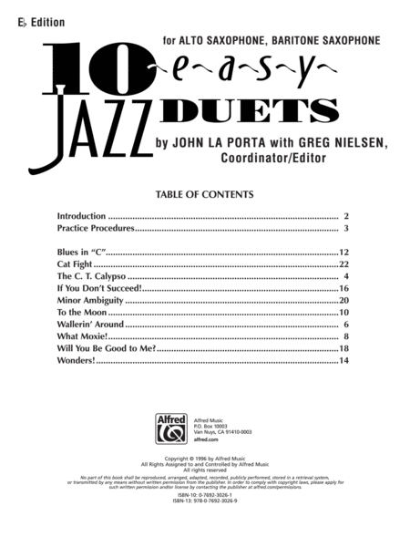 10 Easy Jazz Duets - Eb Edition