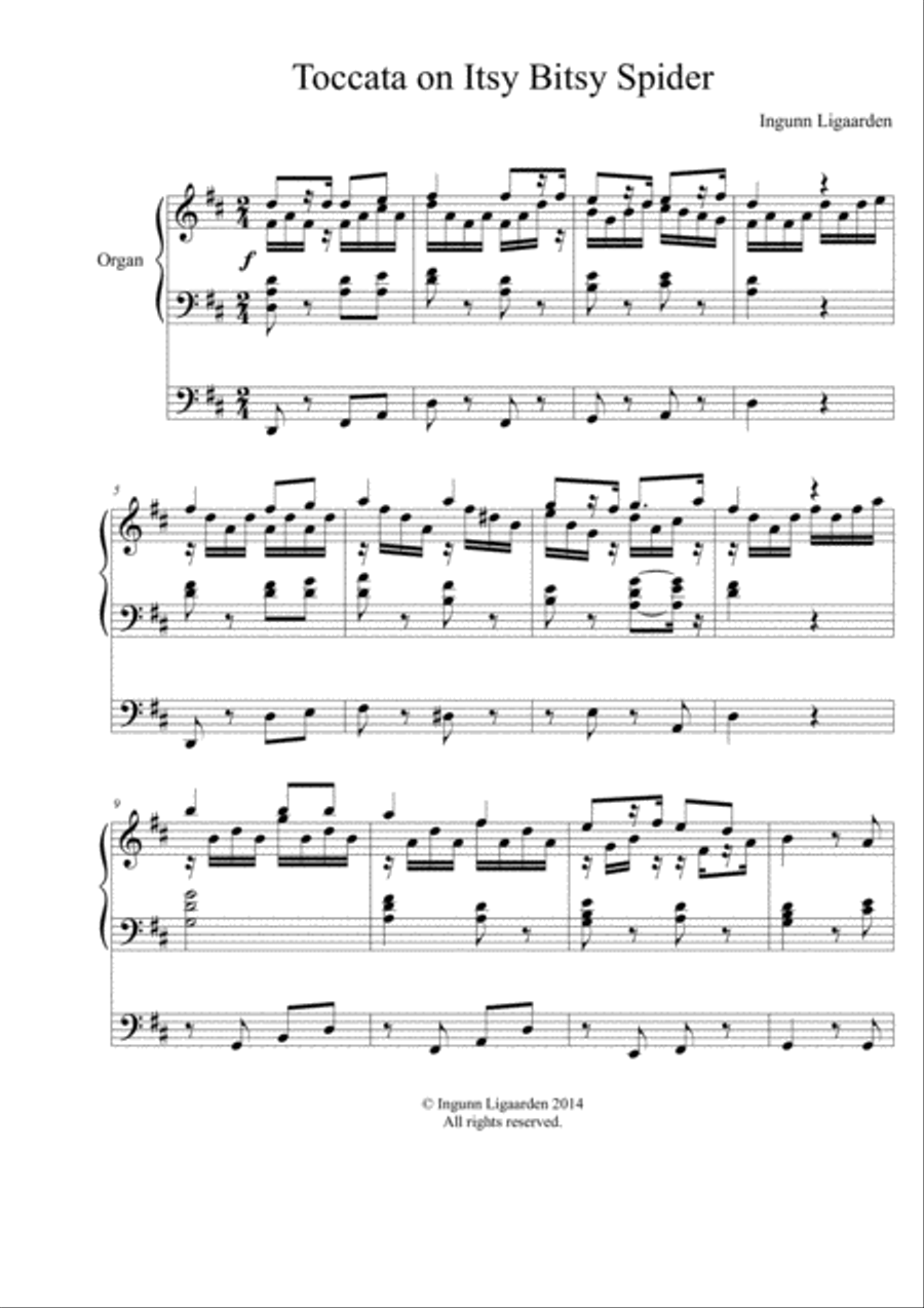 Toccata on Itsy Bitsy Spider Organ Solo - Digital Sheet Music