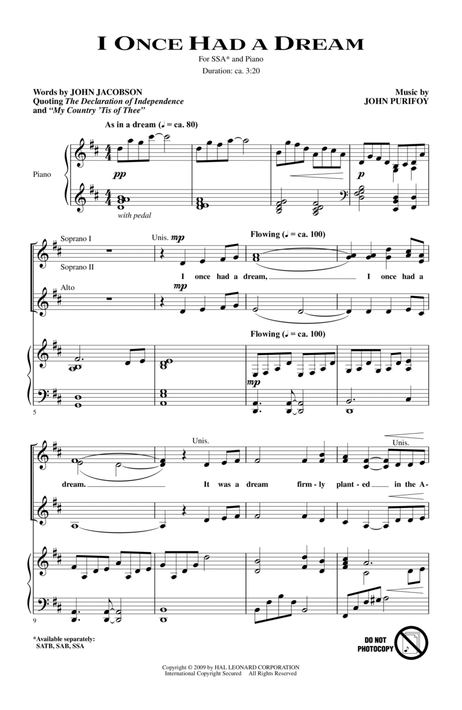 I Once Had A Dream SSA scores gallery preview page 1