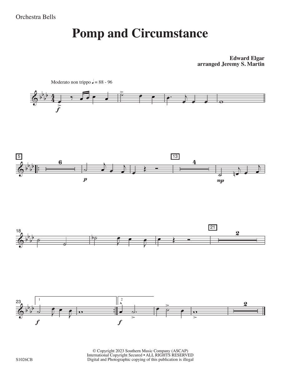 Pomp and Circumstance (Easy) (arr. Jeremy Martin) - Orchestra Bells Concert Band scores gallery preview page 1