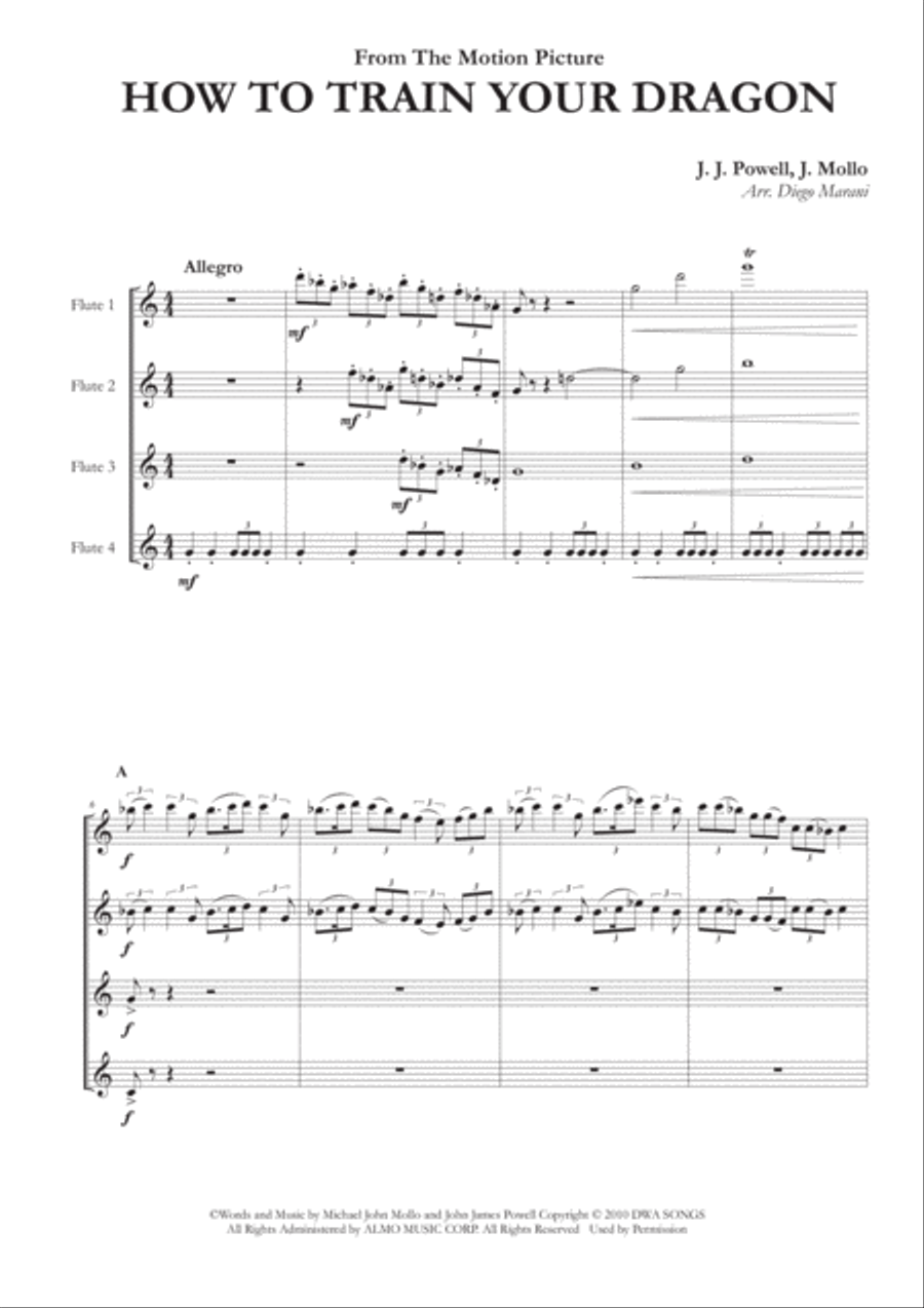 How To Train Your Dragon Woodwind Quartet scores gallery preview page 1