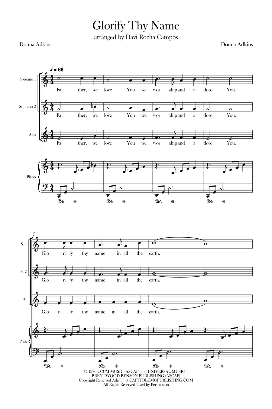 Glorify Thy Name SSA scores gallery preview page 1