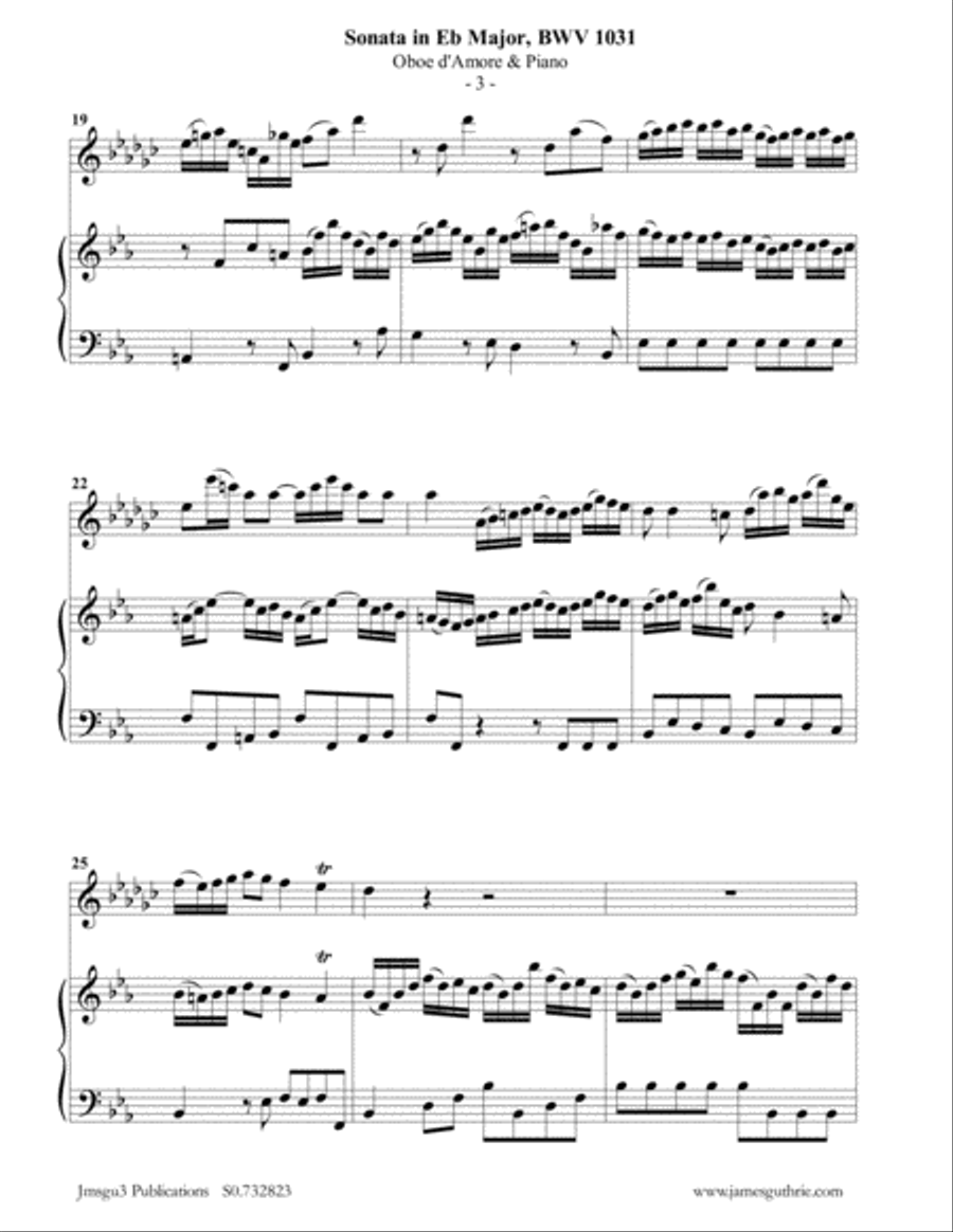 BACH: Sonata in Eb BWV 1031 for Oboe d'Amore & Piano Oboe scores gallery preview page 3