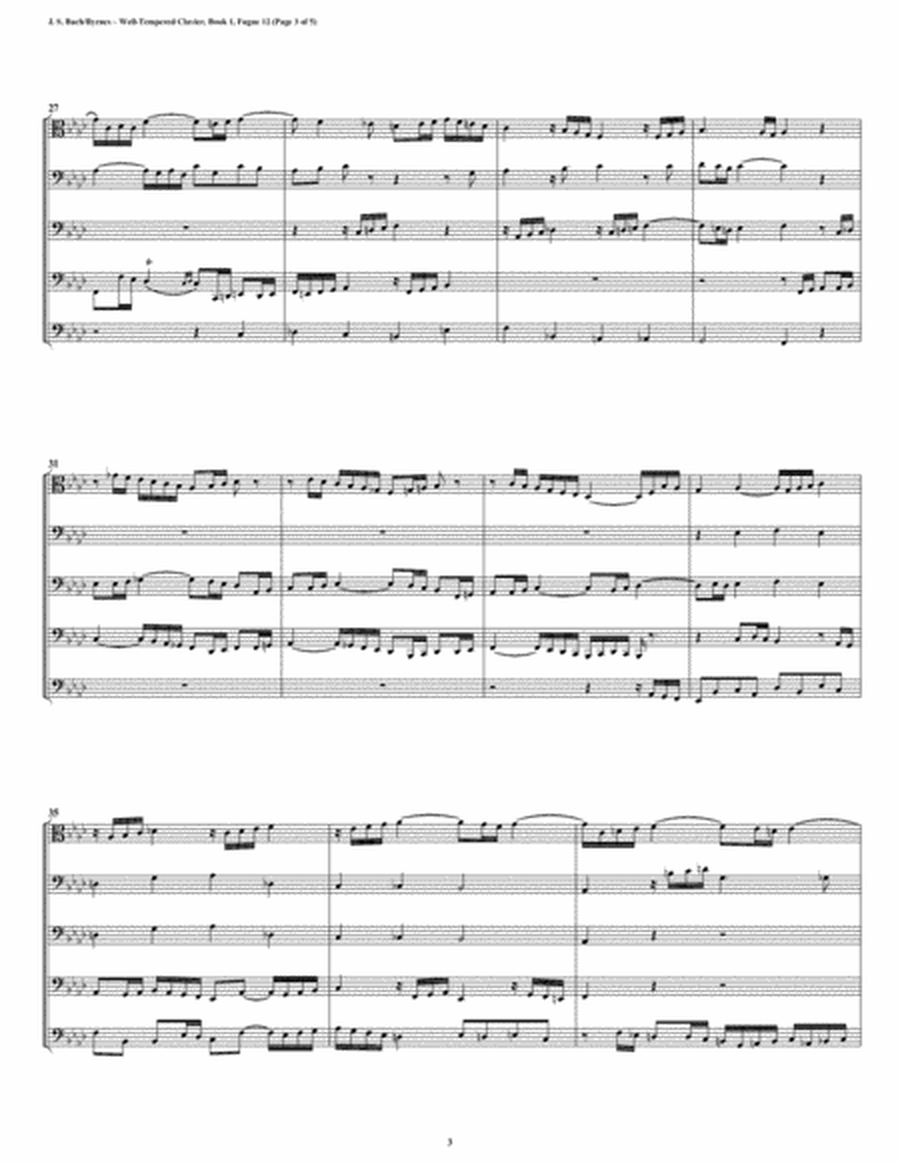 Fugue 12 from Well-Tempered Clavier, Book 1 (Trombone Quintet) image number null