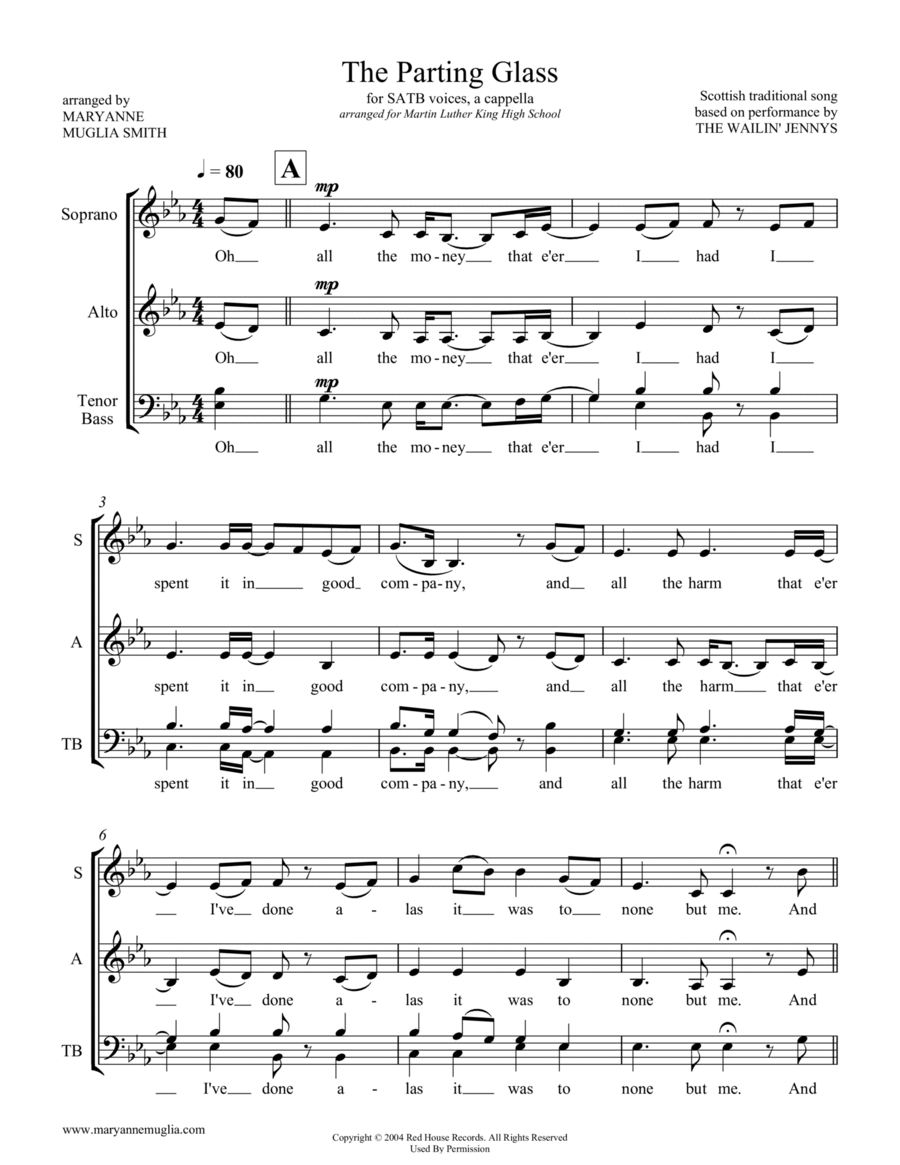 The Parting Glass 4-Part scores gallery preview page 1