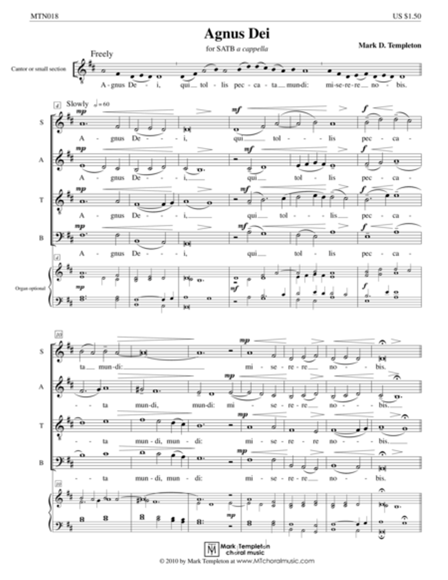 Agnus Dei (from Missa Brevis) 4-Part scores gallery preview page 1