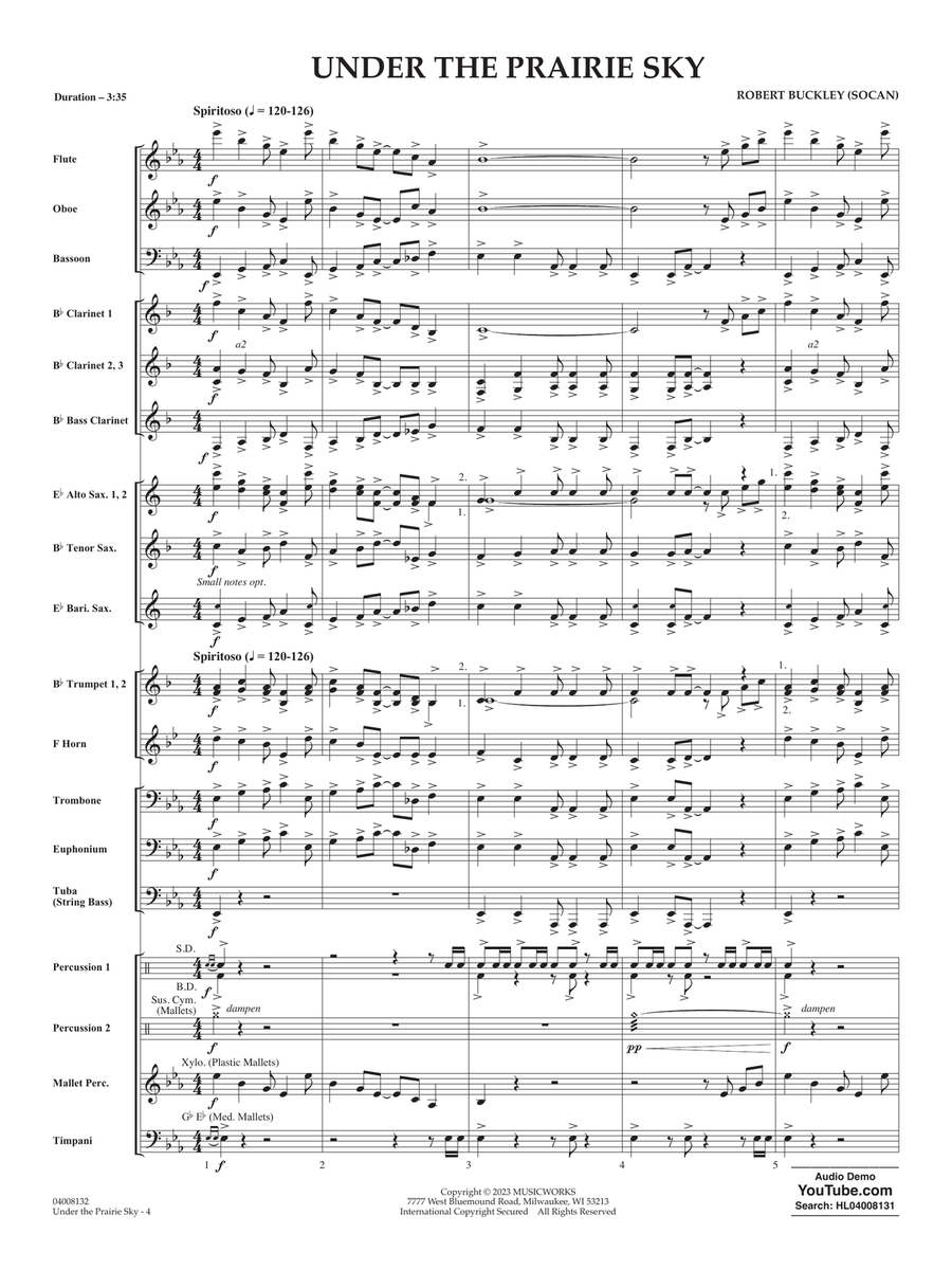 Under The Prairie Sky - Full Score Concert Band scores gallery preview page 3