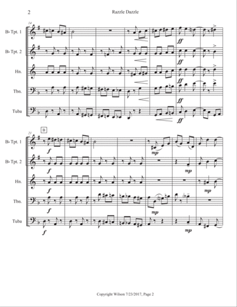 Razzle Dazzle Brass Quintet scores gallery preview page 3