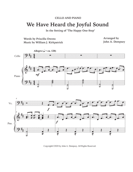 We Have Heard the Joyful Sound (Jesus Saves): Cello and Piano image number null
