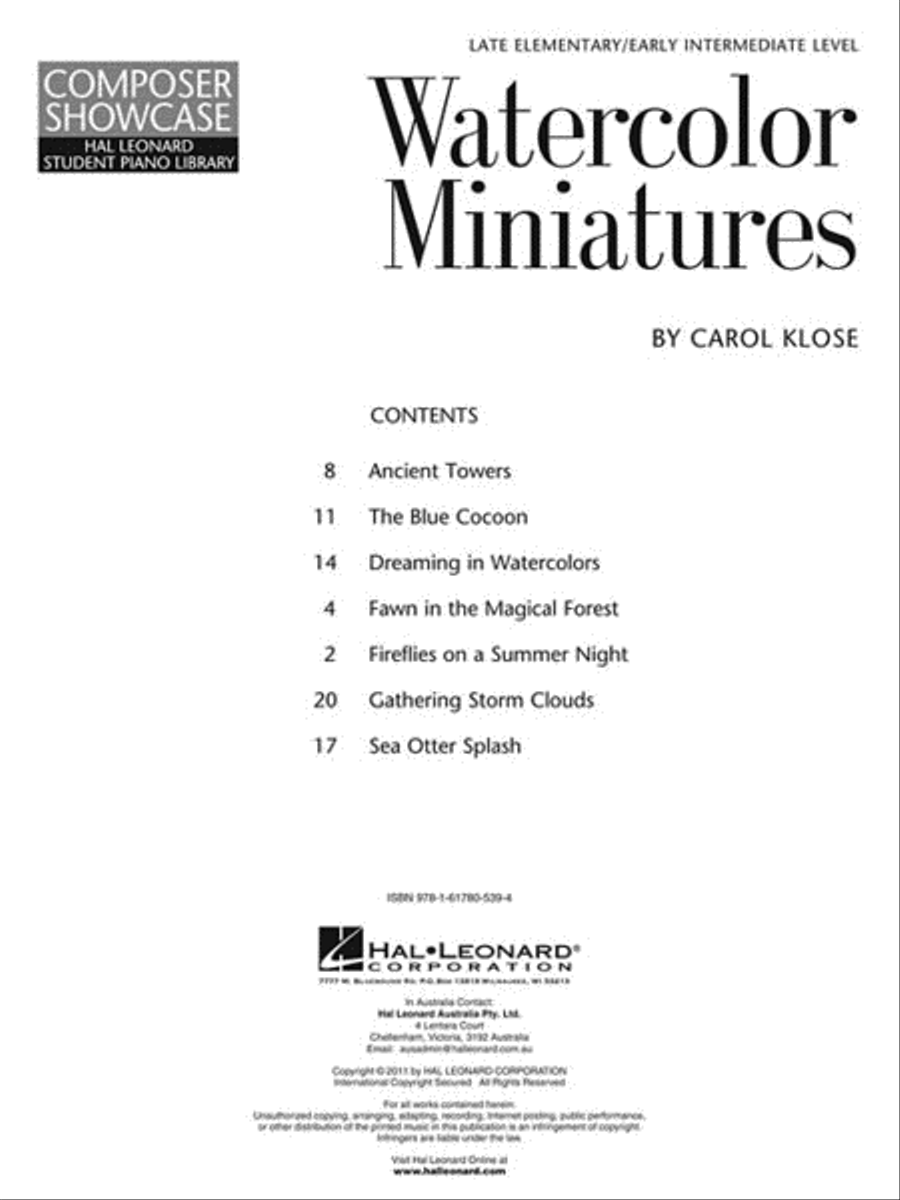 Watercolor Miniatures Watercolor Miniatures Piano Method scores gallery preview page 2