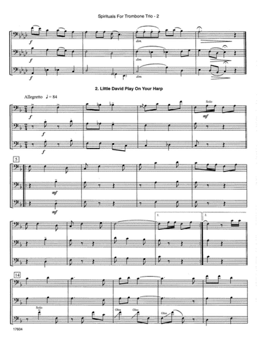 Spirituals For Trombone Trio - Full Score