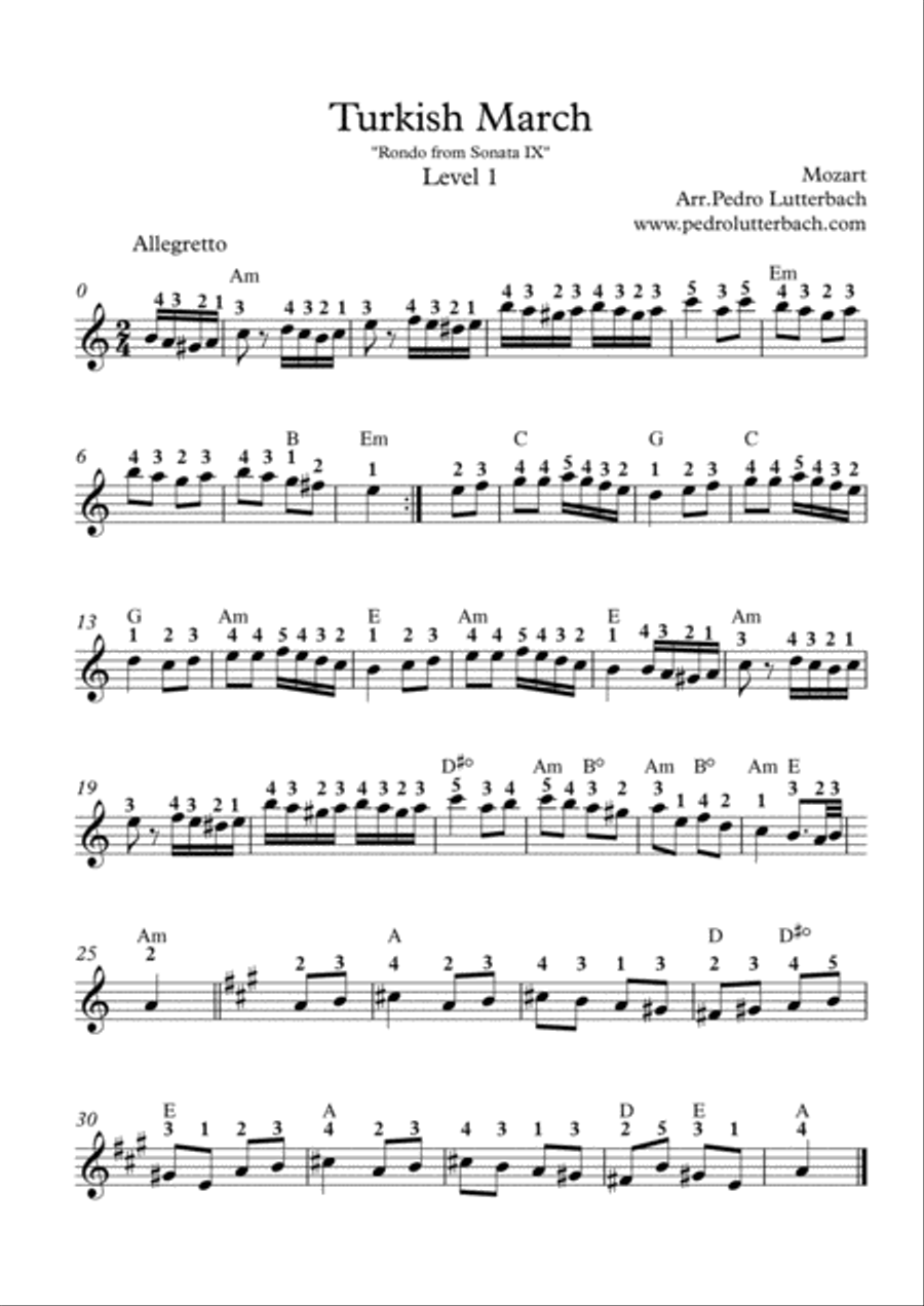 Turkish March Turkish March Easy Piano scores gallery preview page 1