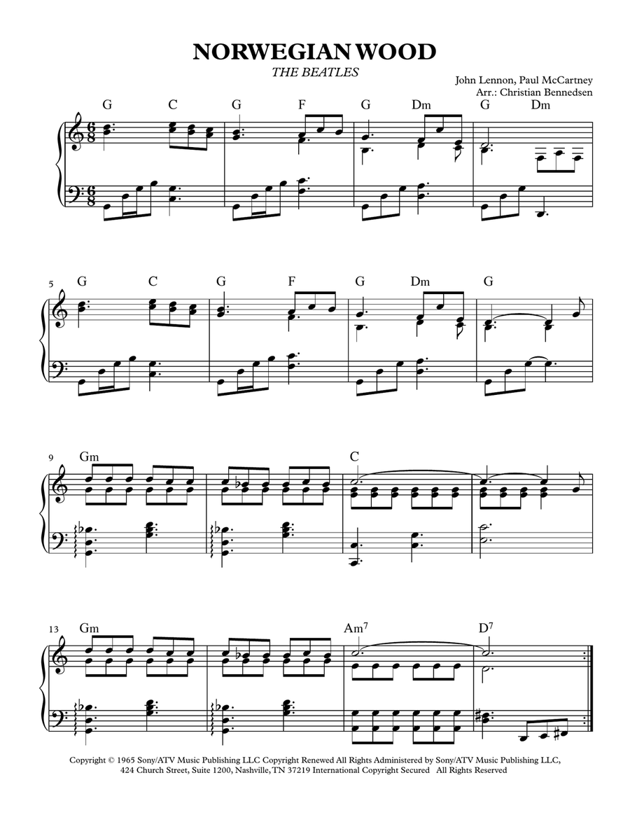Norwegian Wood (this Bird Has Flown) Piano Solo scores gallery preview page 1