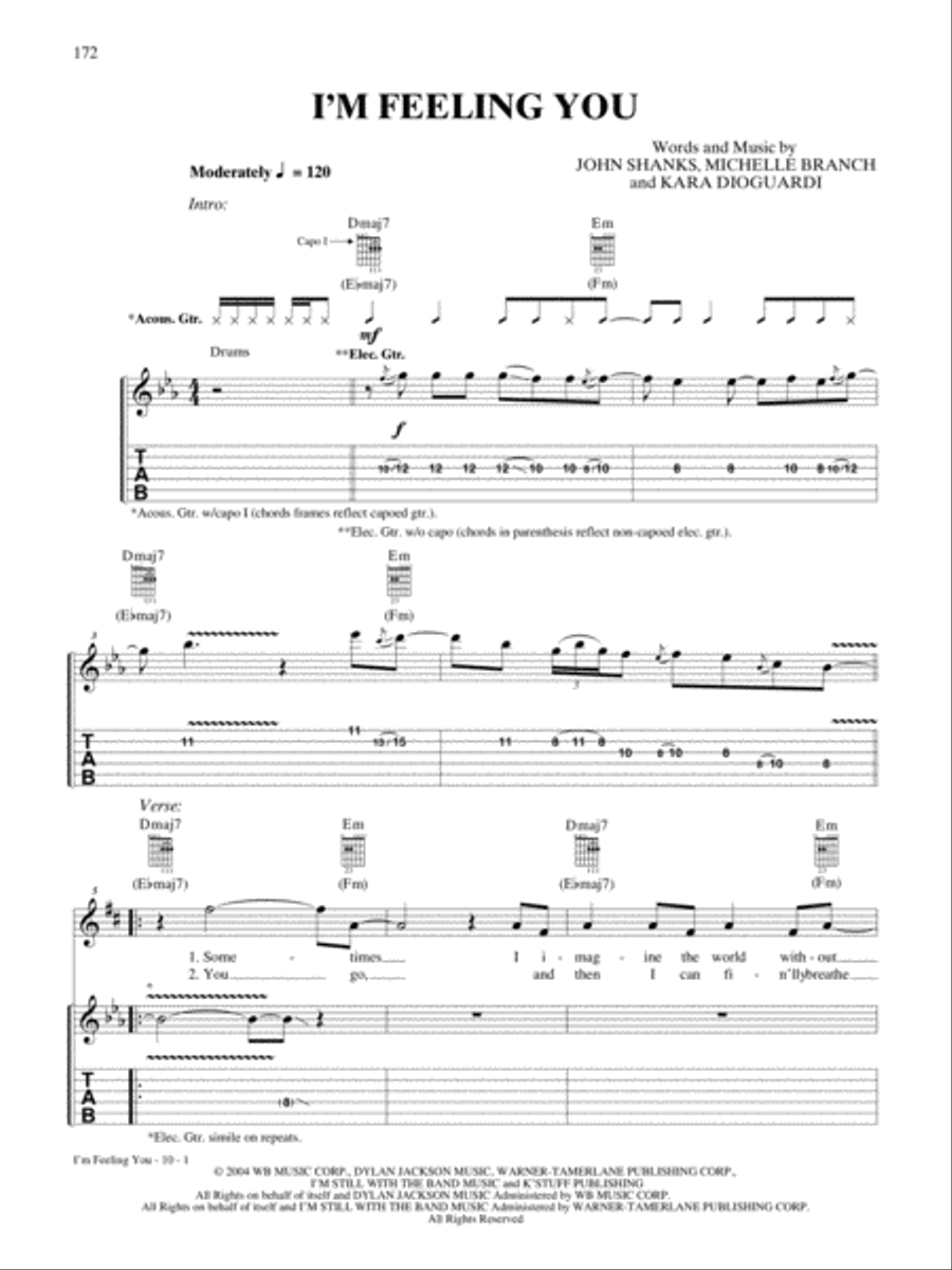 I'm Feeling You Guitar Tablature scores gallery preview page 1