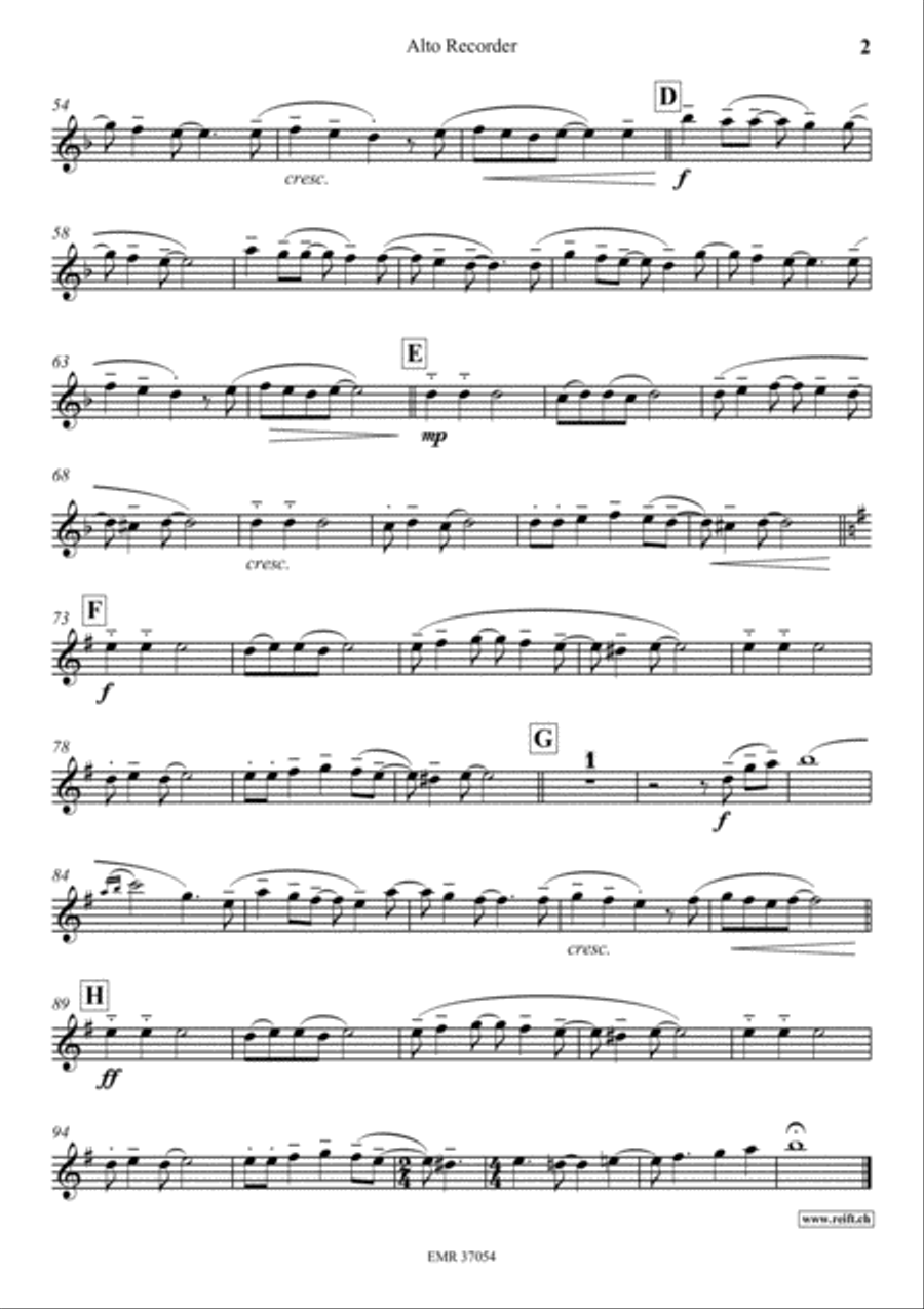 La Chanson des Restos du Coeur Alto Recorder scores gallery preview page 3