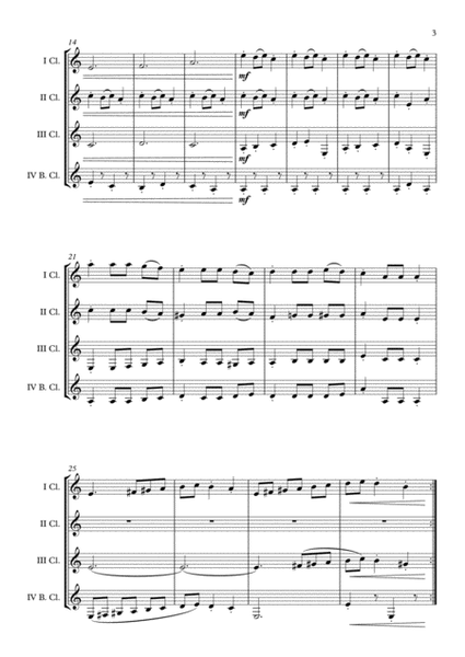"Carol Of The Bells" Clarinet Quartet (B.Cl.) arr. Adrian Wagner image number null