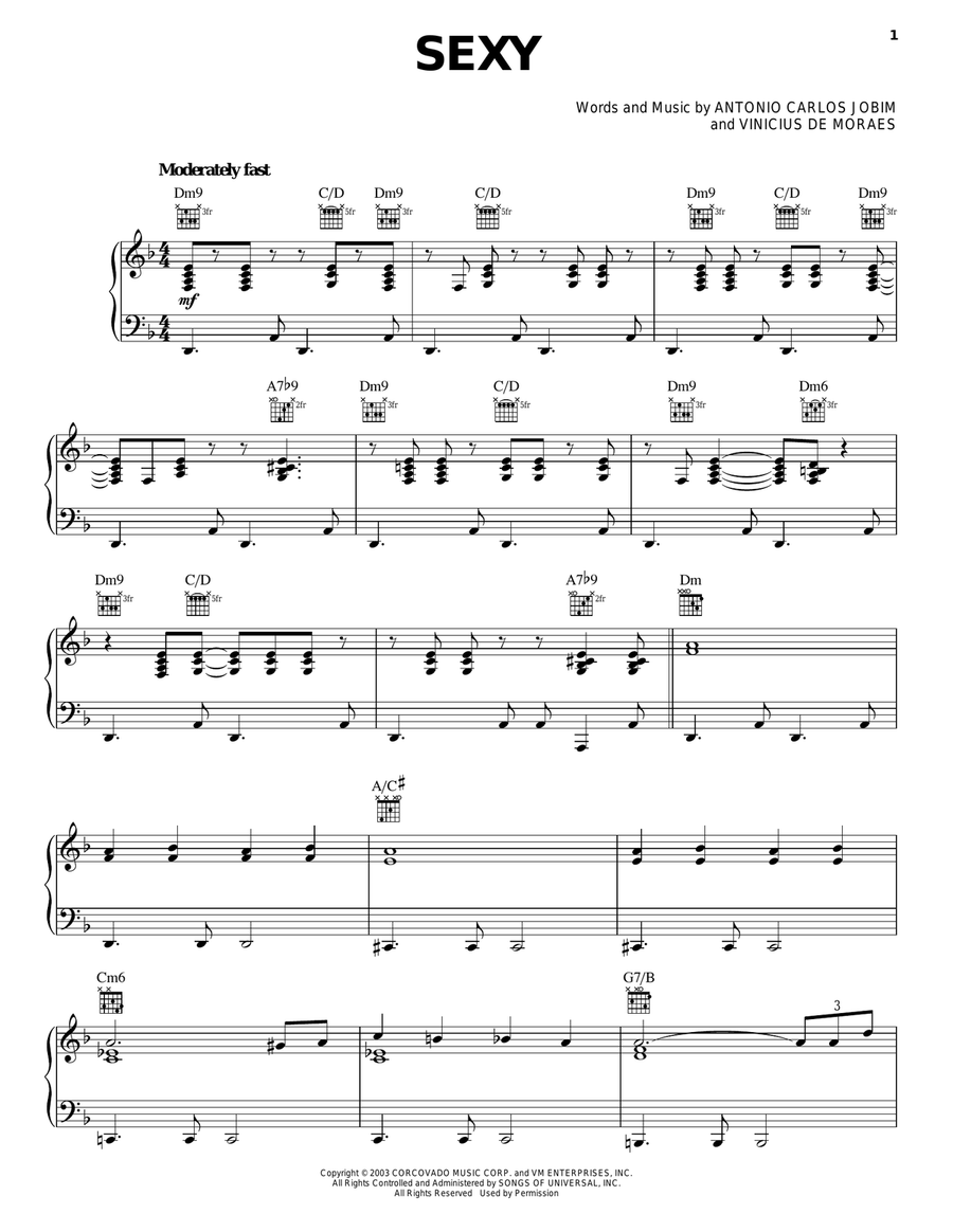 Sexy Piano, Vocal, Guitar scores gallery preview page 1
