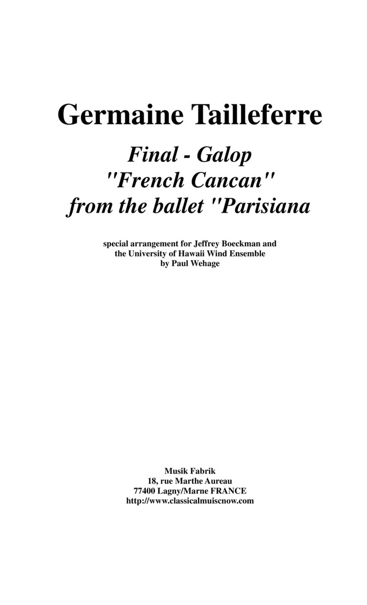 "French Cancan" from Parisiana for wind ensemble