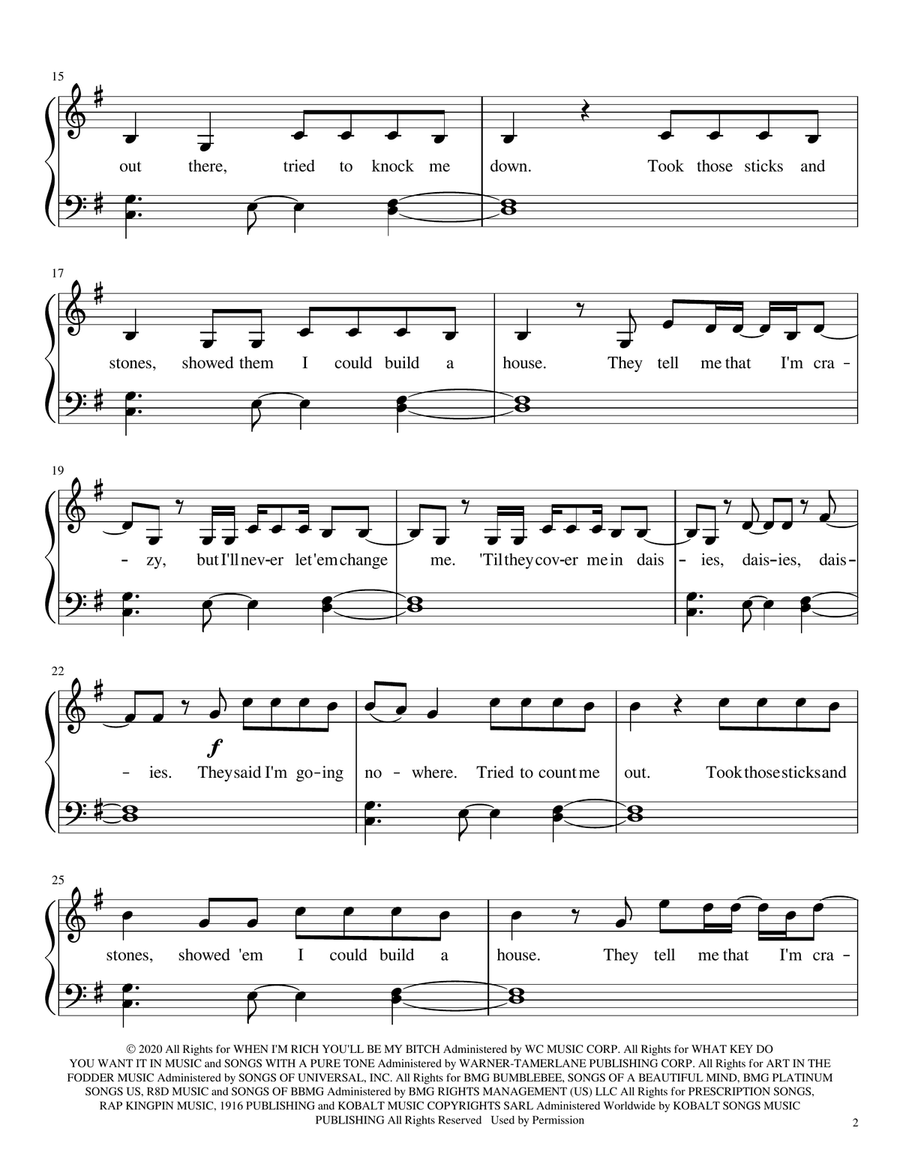 Daisies Piano Solo scores gallery preview page 2