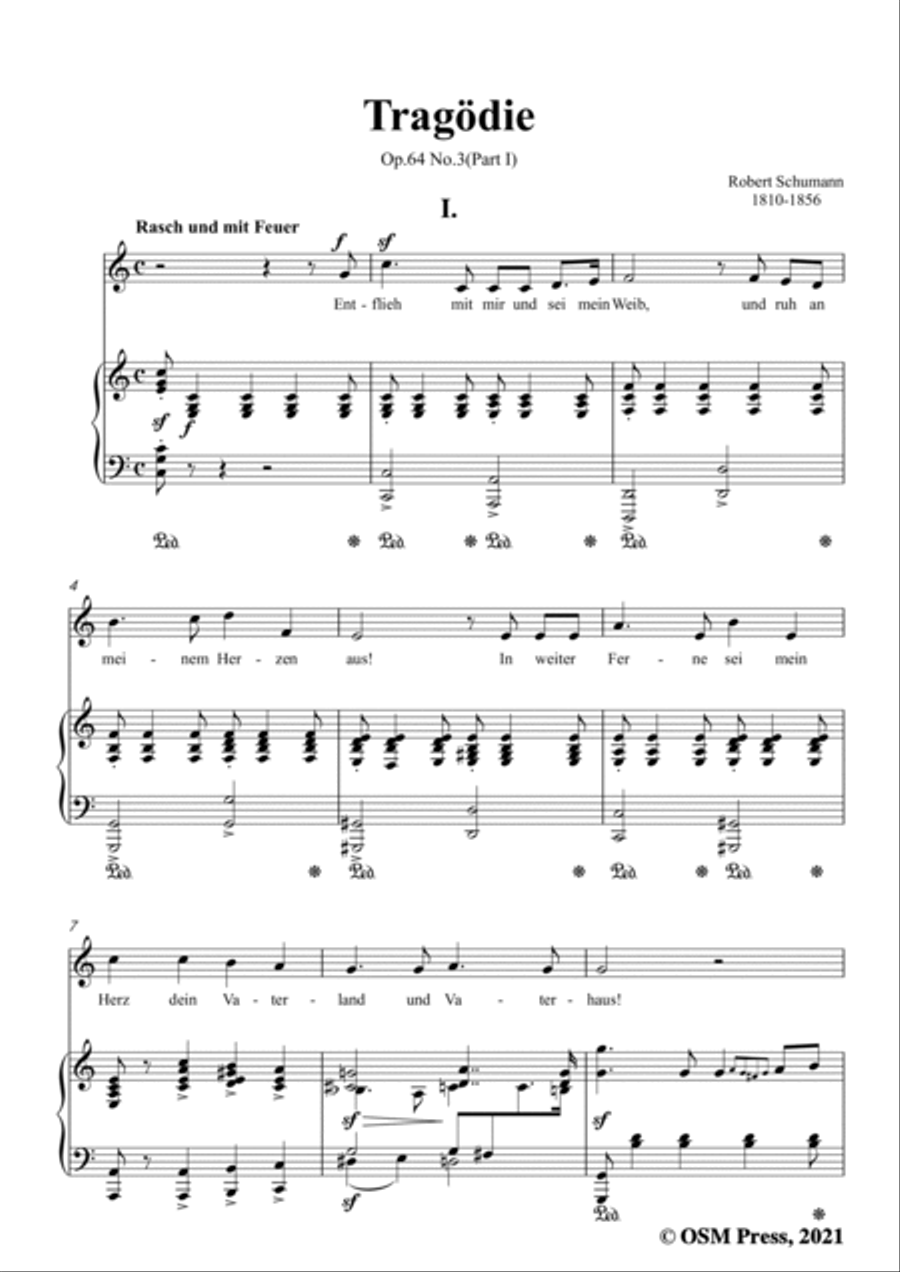 Schumann-Tragodie,Op.64 No.3(Part I),in C Major,for Voice and Piano Voice Solo scores gallery preview page 3