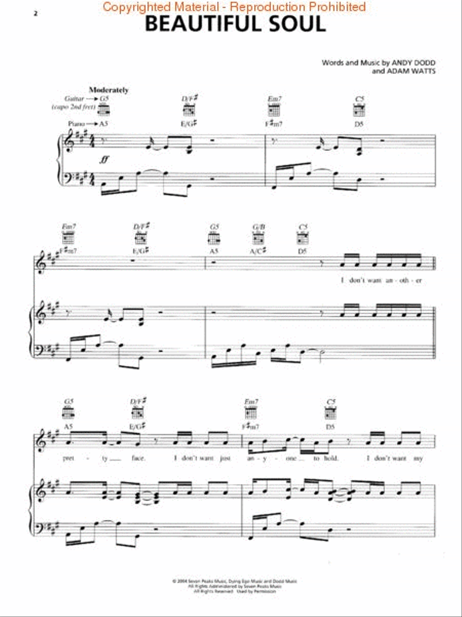 Beautiful Soul Piano, Vocal, Guitar scores gallery preview page 2