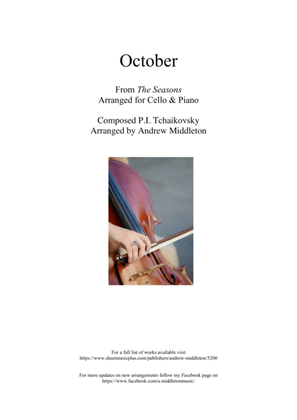 Book cover for "October" from The Seasons arranged for Cello and Piano