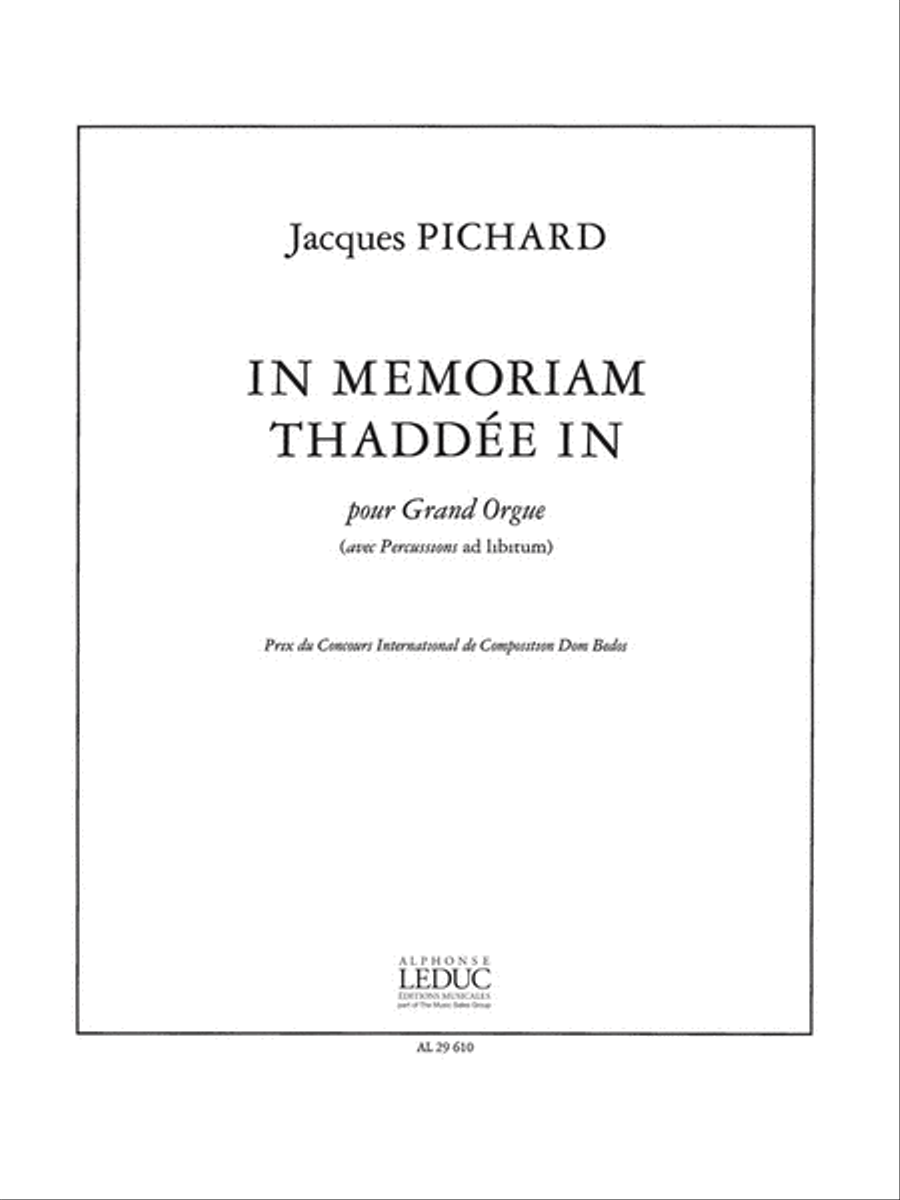 In Memoriam Thaddee In (percussion & Organ) Organ scores gallery preview page 1