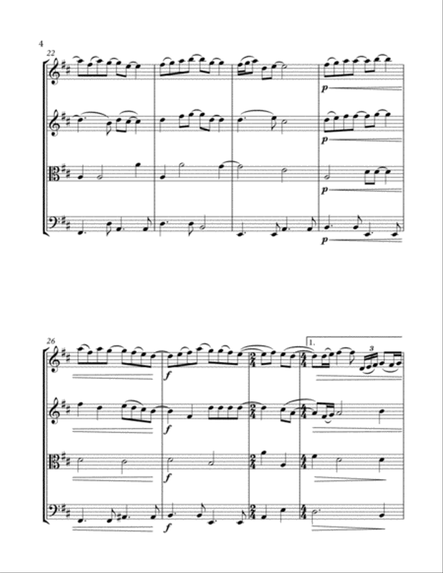 Glory Of Love Theme from KARATE KID PART II String Quartet scores gallery preview page 4