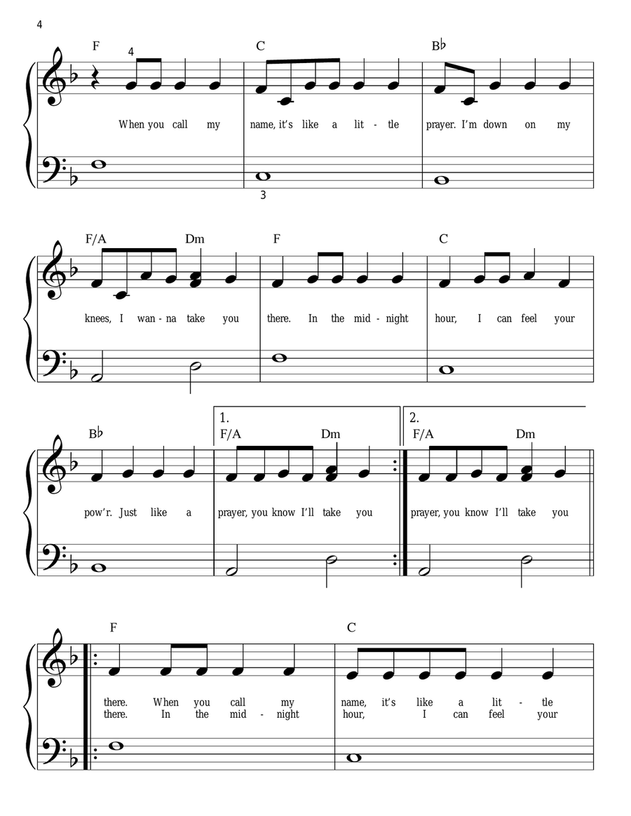 Like A Prayer Like A Prayer Easy Piano scores gallery preview page 4