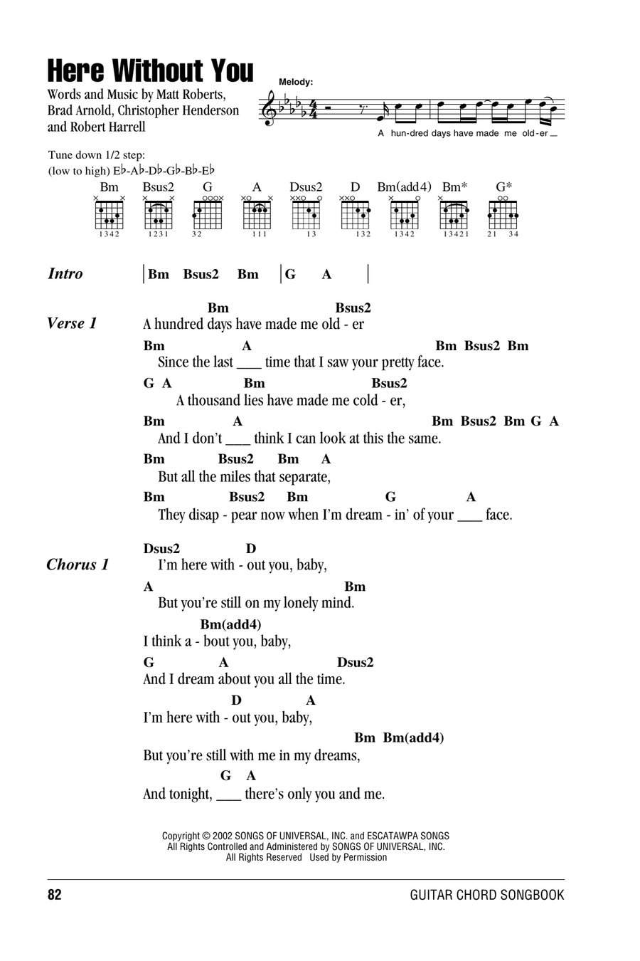 Here Without You Acoustic Guitar scores gallery preview page 1