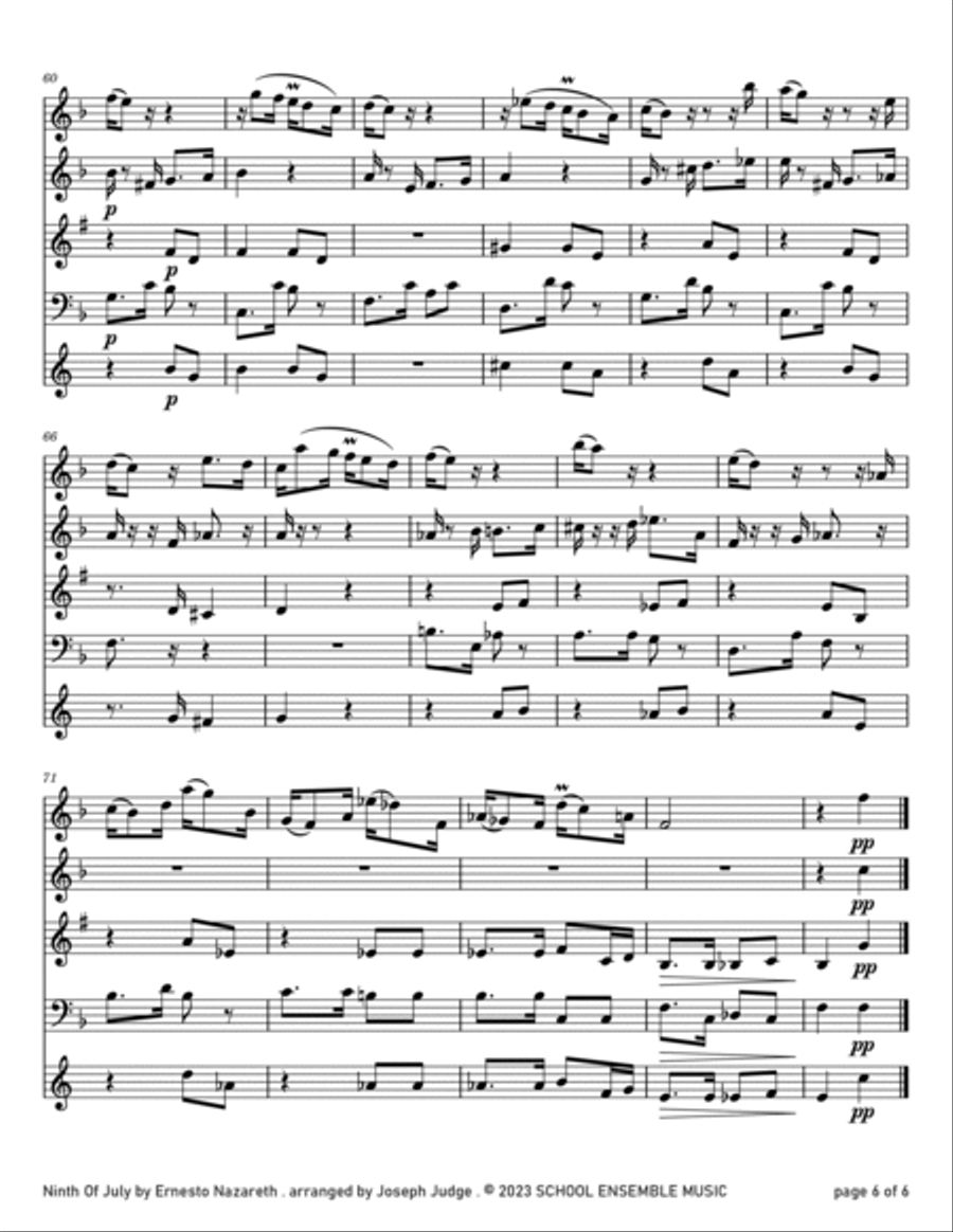 Ninth of July by Nazareth for Woodwind Quartet in Schools Woodwind Quartet scores gallery preview page 6
