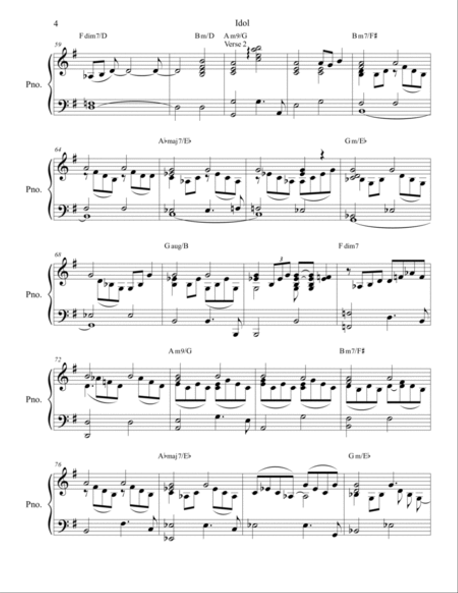 Idol Piano Solo scores gallery preview page 4
