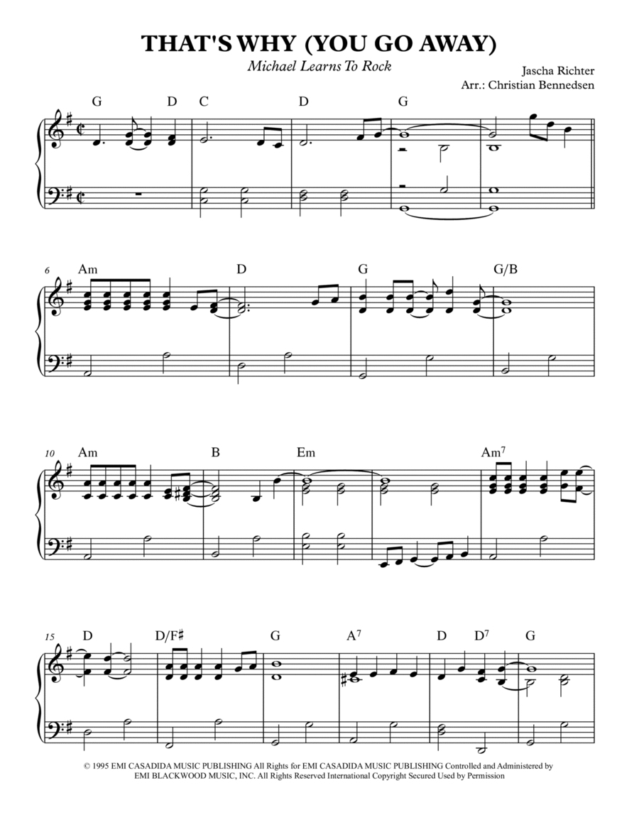 That's Why (You Go Away) Piano Solo scores gallery preview page 1