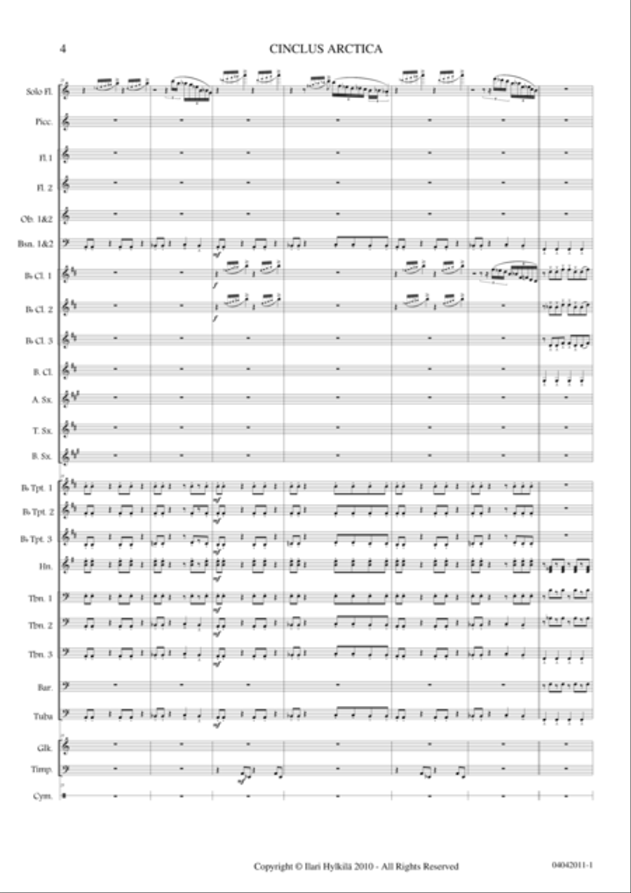 Cinclus Arctica (for Solo Flute and Concert Band) Concert Band scores gallery preview page 4