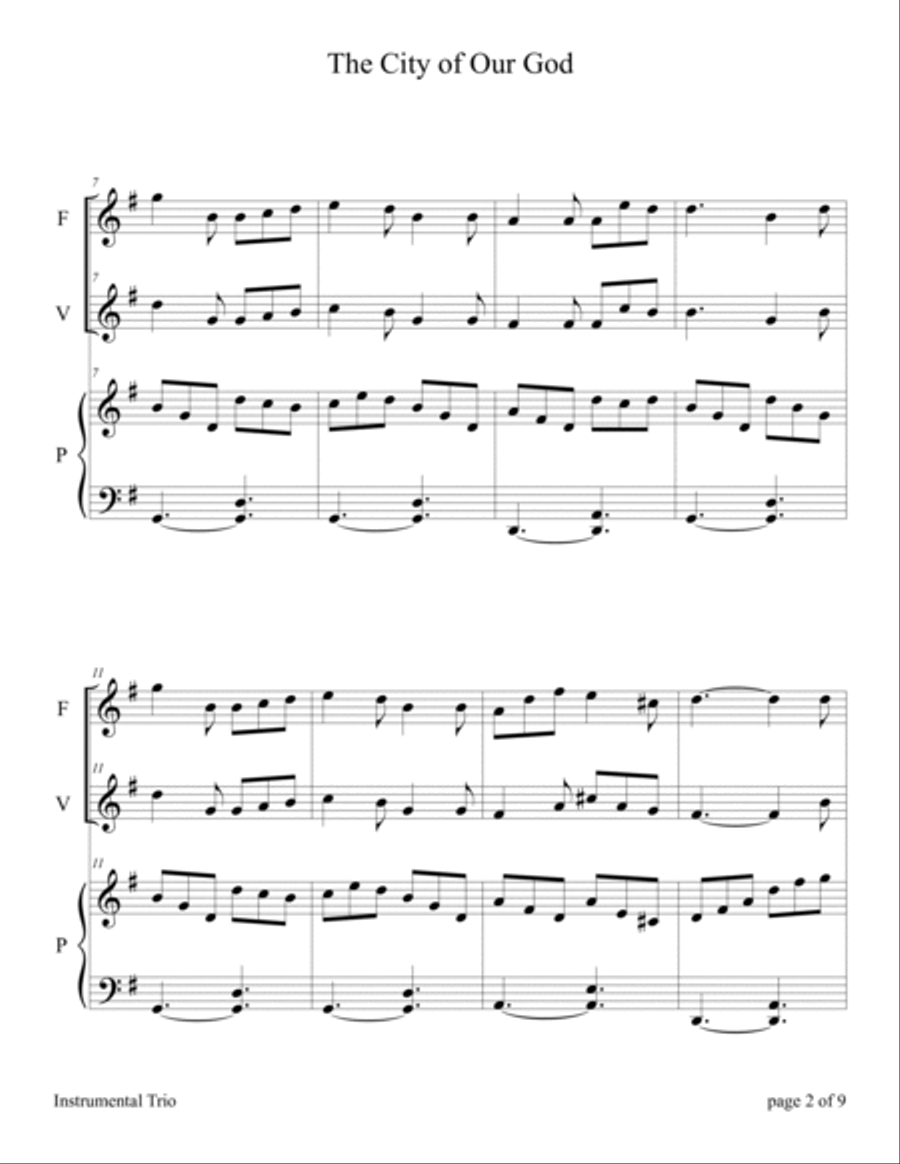 The City of Our God (for FLUTE and/or VIOLIN Duet with PIANO Accompaniment) image number null