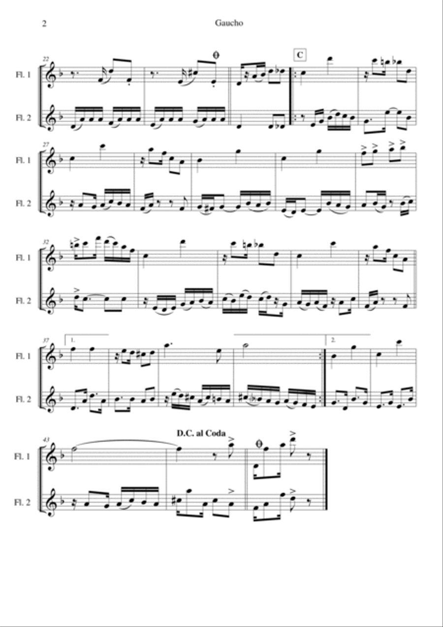 Gaúcho corta jaca ( Gaucho cuts jackfruit) Flute Duet scores gallery preview page 2