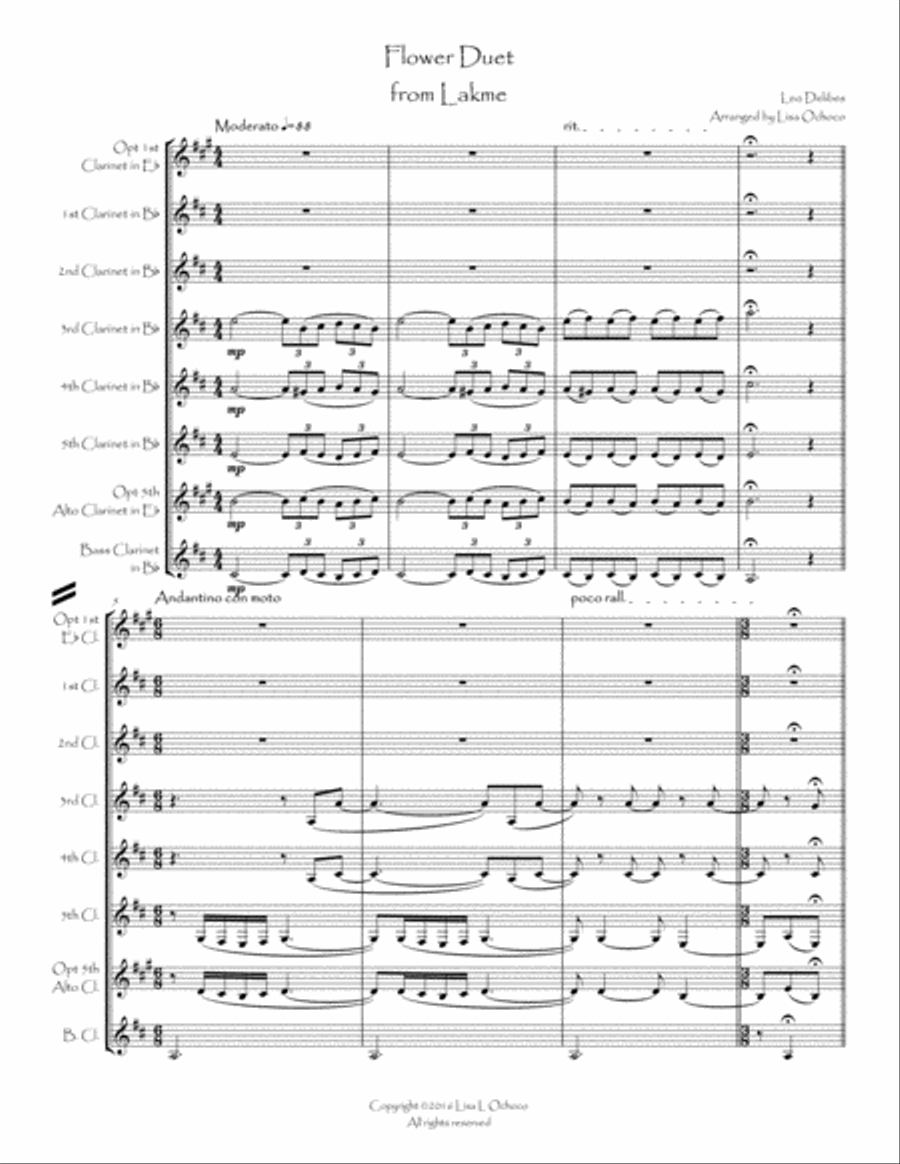 Flower Duet from Lakme for Clarinet Choir Clarinet Choir scores gallery preview page 4
