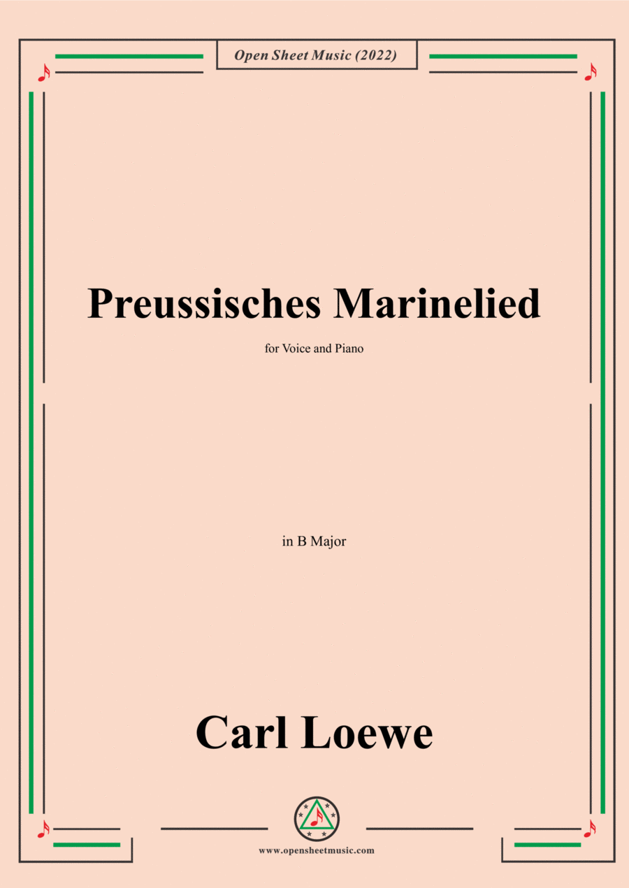 Loewe-Preussisches Marinelied,in B Major,for Voice and Piano Voice Solo scores gallery preview page 1