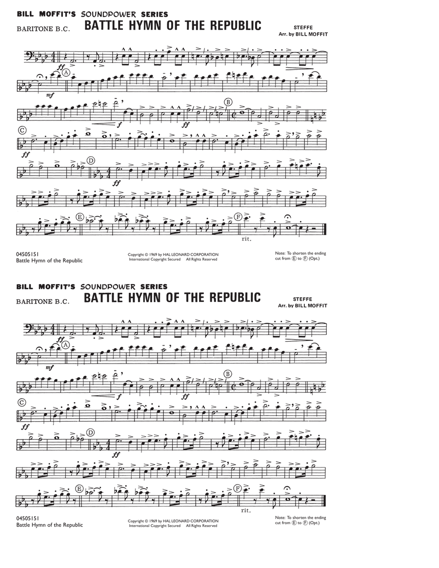 Battle Hymn Of The Republic - Baritone B.C. Marching Band scores gallery preview page 1