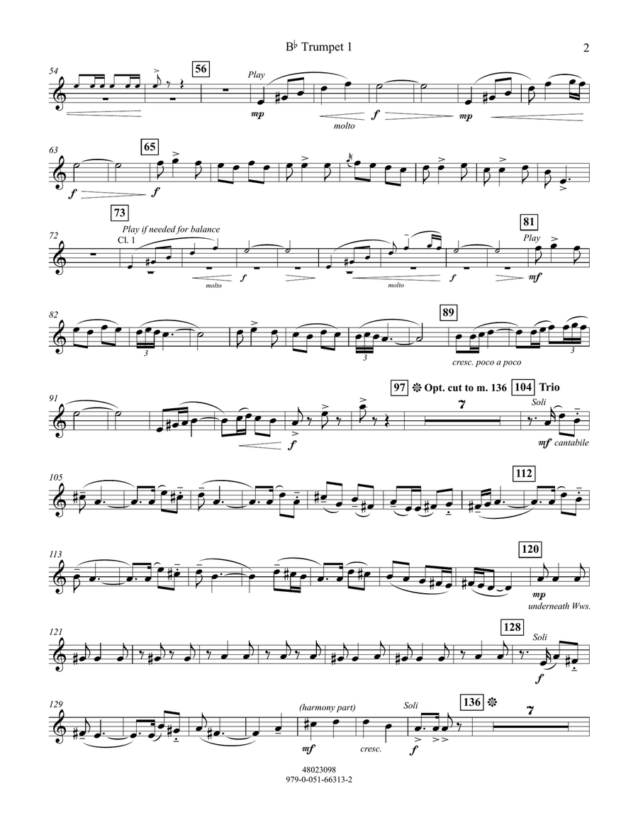 El Gato Montés (The Wild Cat) - Bb Trumpet 1 Concert Band scores gallery preview page 2
